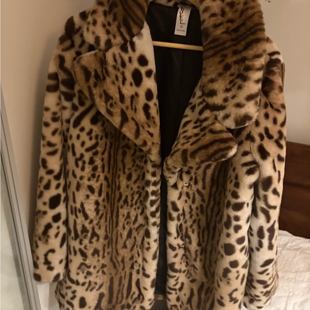 Leopard Print Faux Fur Coat